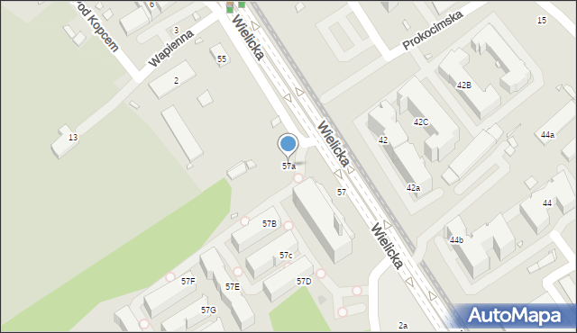 Kraków, Wielicka, 57a, mapa Krakowa