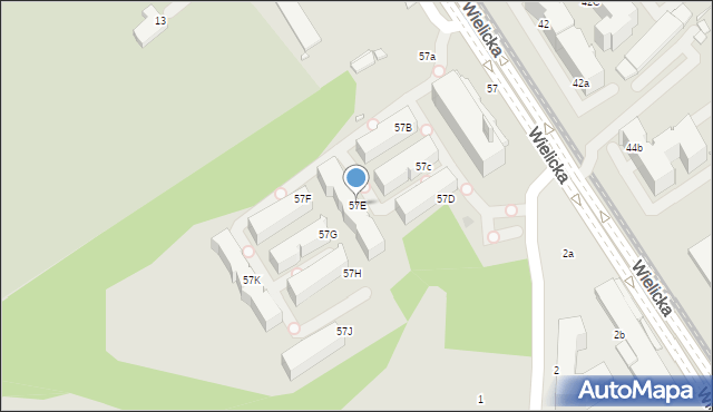 Kraków, Wielicka, 57E, mapa Krakowa