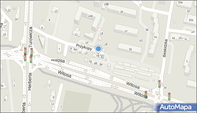 Kraków, Witosa Wincentego, 68, mapa Krakowa