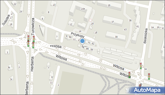 Kraków, Witosa Wincentego, 78, mapa Krakowa