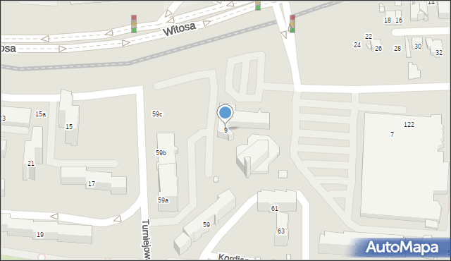 Kraków, Witosa Wincentego, 9, mapa Krakowa