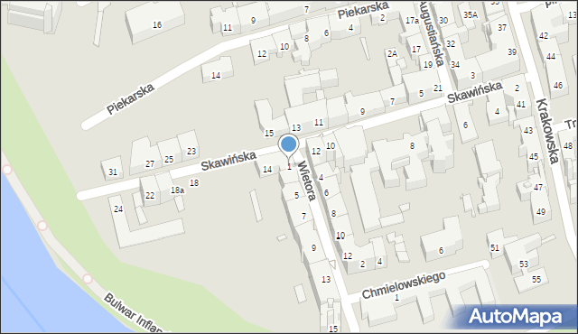Kraków, Wietora Hieronima, 1, mapa Krakowa