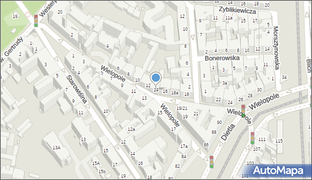 Kraków, Wielopole, 14, mapa Krakowa