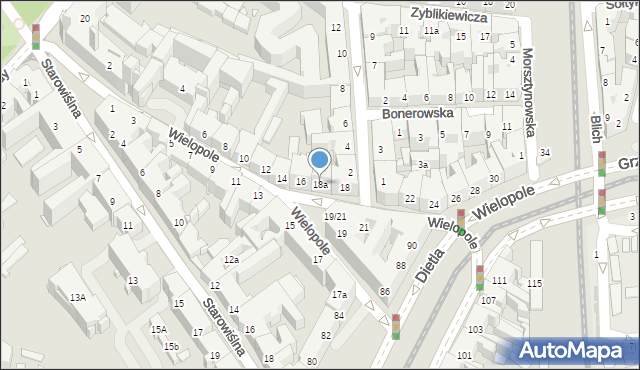 Kraków, Wielopole, 18a, mapa Krakowa