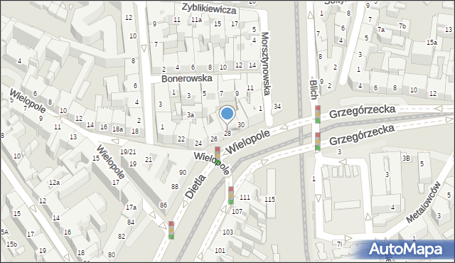 Kraków, Wielopole, 28, mapa Krakowa