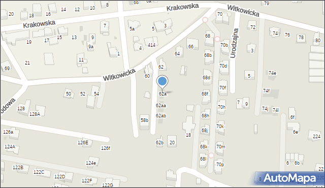 Kraków, Witkowicka, 62a, mapa Krakowa