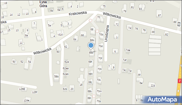 Kraków, Witkowicka, 68d, mapa Krakowa