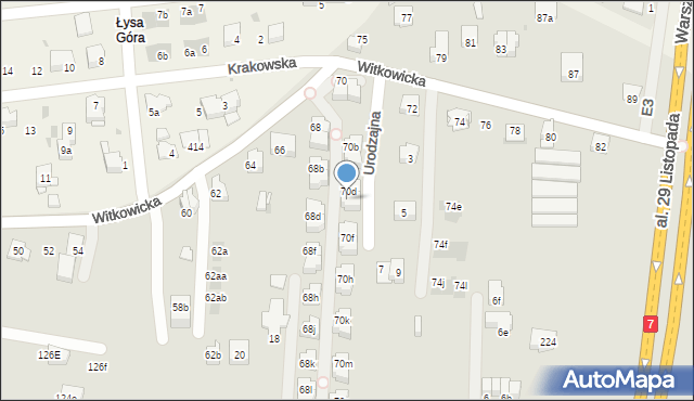 Kraków, Witkowicka, 70e, mapa Krakowa