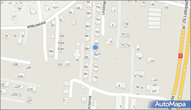 Kraków, Witkowicka, 70k, mapa Krakowa