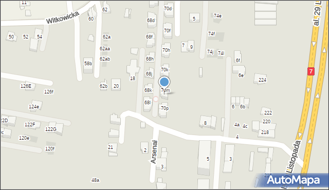 Kraków, Witkowicka, 70n, mapa Krakowa