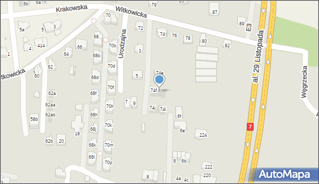 Kraków, Witkowicka, 74g, mapa Krakowa