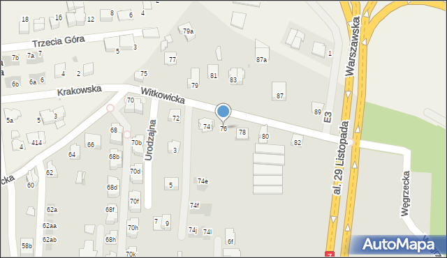 Kraków, Witkowicka, 76, mapa Krakowa