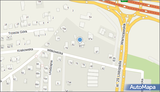 Kraków, Witkowicka, 83, mapa Krakowa