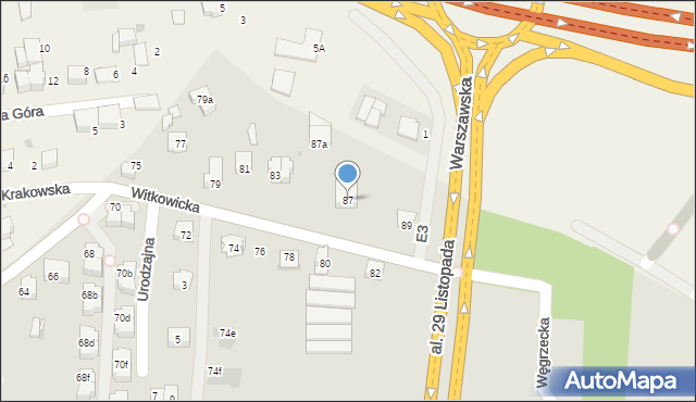 Kraków, Witkowicka, 87, mapa Krakowa
