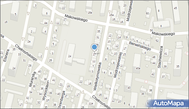 Kraków, Wielkotyrnowska, 17, mapa Krakowa