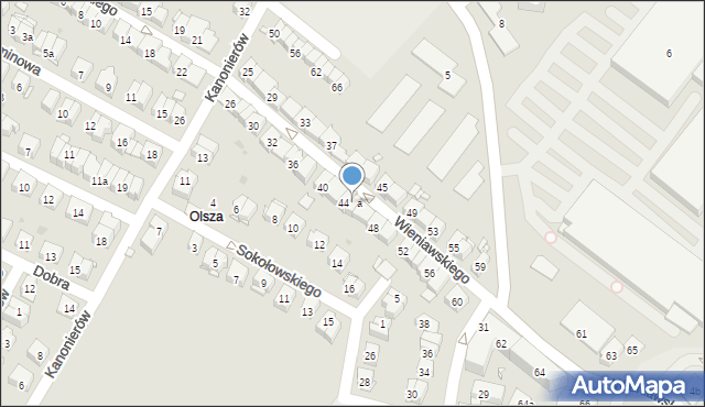Kraków, Wieniawskiego Henryka, 44a, mapa Krakowa