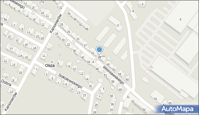 Kraków, Wieniawskiego Henryka, 45, mapa Krakowa