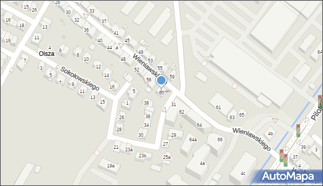 Kraków, Wieniawskiego Henryka, 60, mapa Krakowa