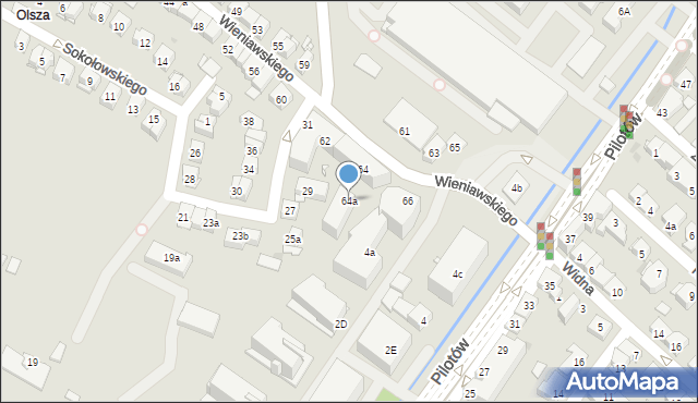 Kraków, Wieniawskiego Henryka, 64a, mapa Krakowa