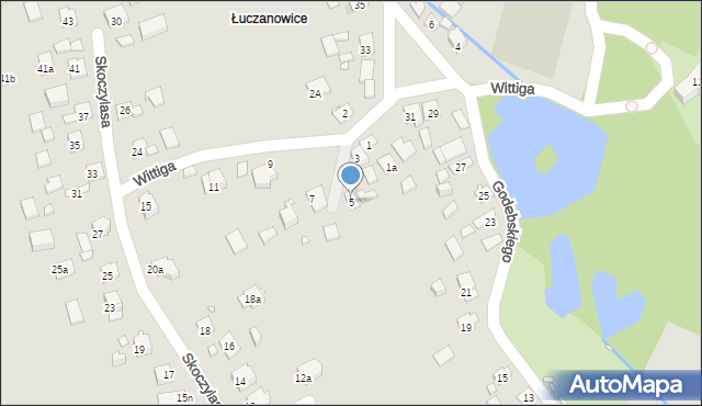 Kraków, Wittiga Edwarda, 5, mapa Krakowa