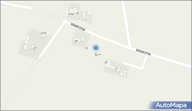 Krasieniec Zakupny, Wietrzna, 31, mapa Krasieniec Zakupny