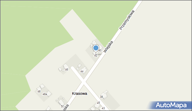 Krasowa, Wiejska, 42, mapa Krasowa