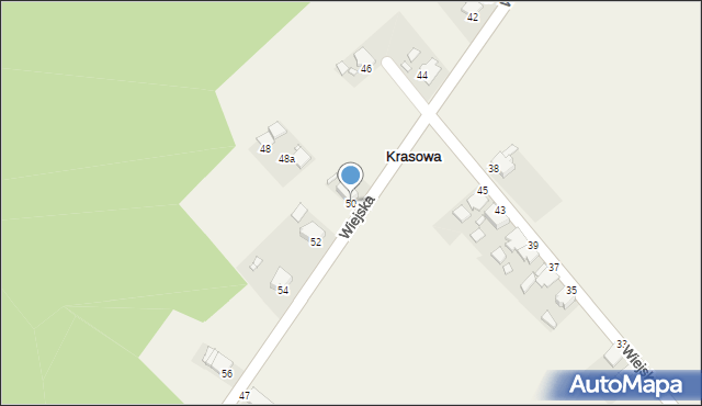 Krasowa, Wiejska, 50, mapa Krasowa