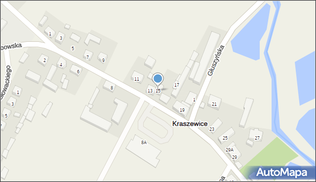 Kraszewice, Wieluńska, 15, mapa Kraszewice