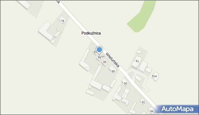 Kraszewice, Wieluńska, 84, mapa Kraszewice