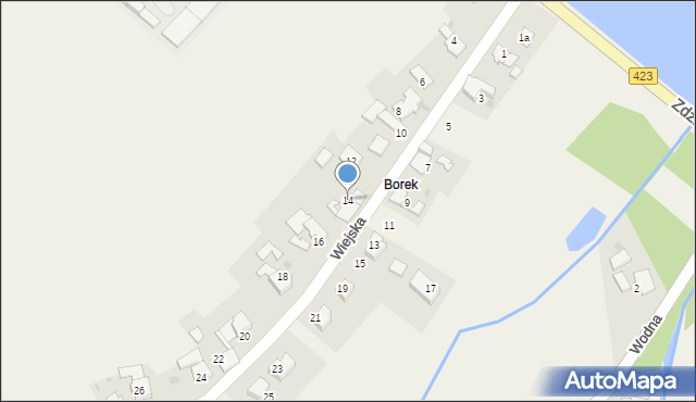 Krępna, Wiejska, 14, mapa Krępna