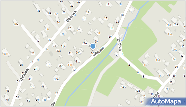 Krosno, Wiejska, 20a, mapa Krosna