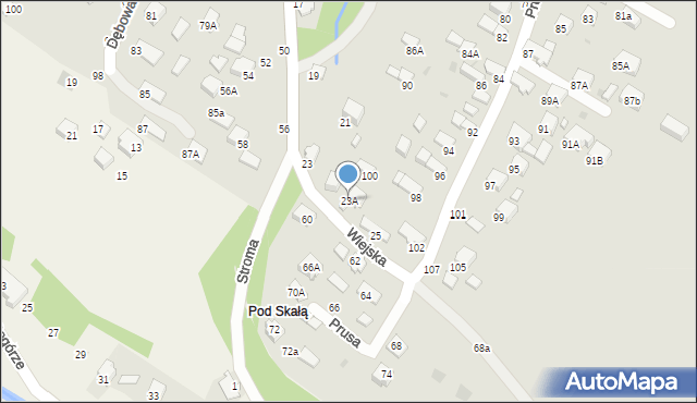 Krosno, Wiejska, 23A, mapa Krosna