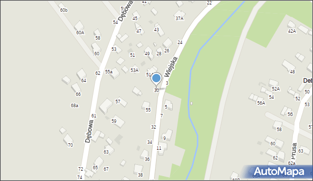 Krosno, Wiejska, 30, mapa Krosna