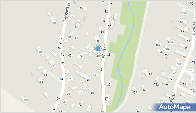 Krosno, Wiejska, 40, mapa Krosna