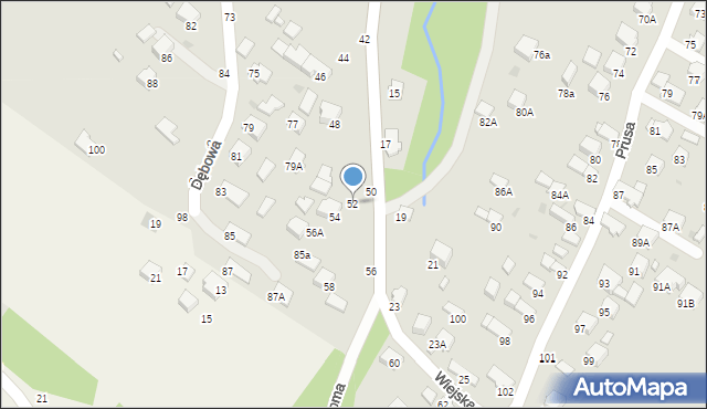 Krosno, Wiejska, 52, mapa Krosna