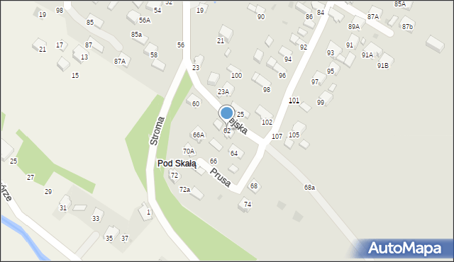 Krosno, Wiejska, 62, mapa Krosna