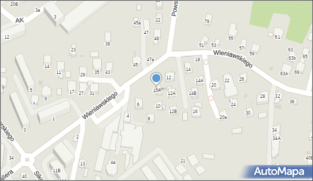 Krosno, Wieniawskiego Henryka, 10A, mapa Krosna