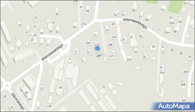 Krosno, Wieniawskiego Henryka, 12B, mapa Krosna