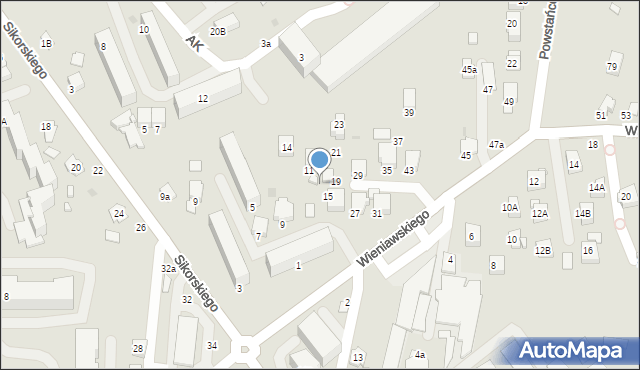 Krosno, Wieniawskiego Henryka, 13, mapa Krosna