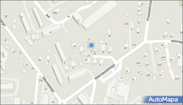 Krosno, Wieniawskiego Henryka, 25, mapa Krosna