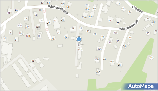 Krosno, Wieniawskiego Henryka, 34, mapa Krosna