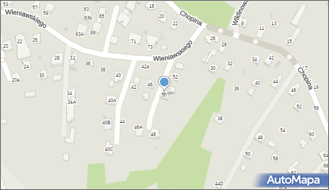 Krosno, Wieniawskiego Henryka, 50, mapa Krosna