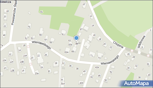 Krosno, Wieniawskiego Henryka, 65, mapa Krosna