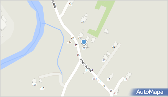 Krosno, Wierzbowa, 28, mapa Krosna