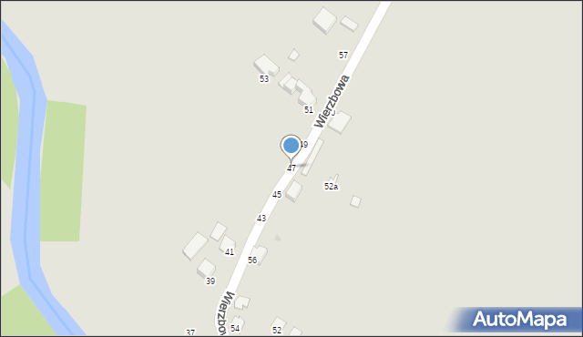 Krosno, Wierzbowa, 47, mapa Krosna