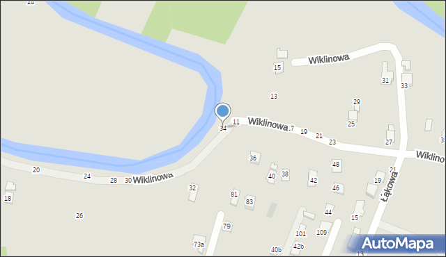 Krosno, Wiklinowa, 34, mapa Krosna