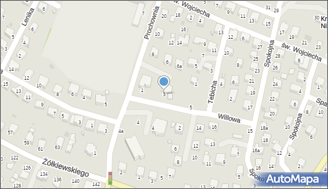 Krosno, Willowa, 3, mapa Krosna