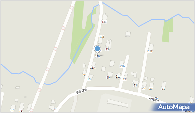 Krosno, Wisze, 13b, mapa Krosna