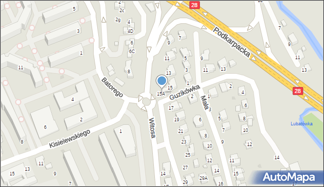 Krosno, Witosa Wincentego, 15a, mapa Krosna