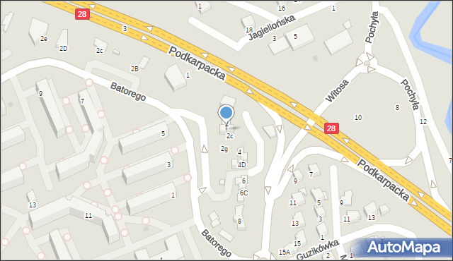 Krosno, Witosa Wincentego, 2a, mapa Krosna